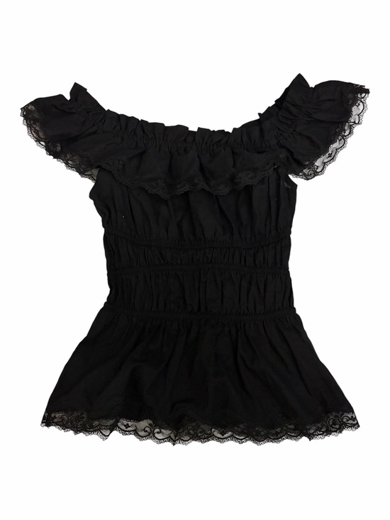 Betsey Johnson Tops - Betsey Johnson Vintage Y2K Black Lace Off Shoulder Ruched Top Sz 2 NWT Rare
